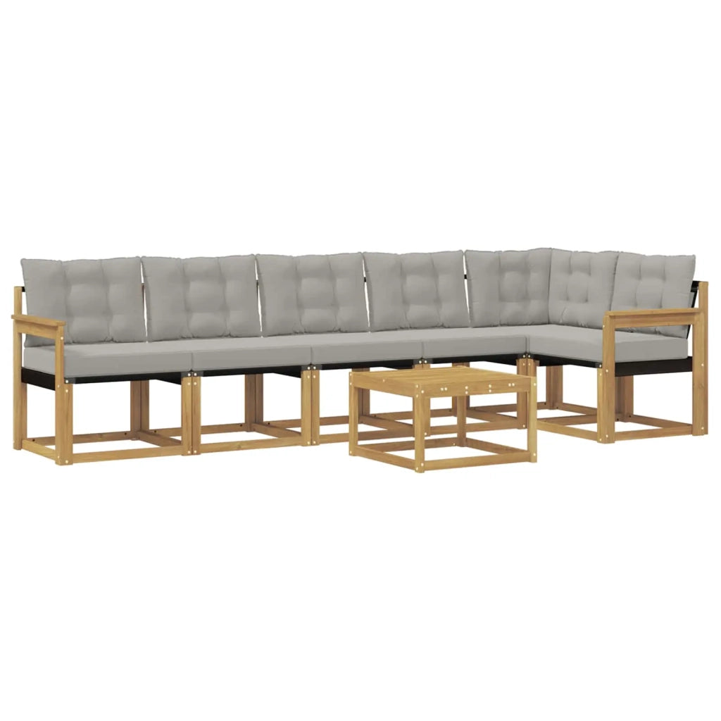 Set di divani da esterno 7 pz Bianco e Grigio Chiaro 3389541