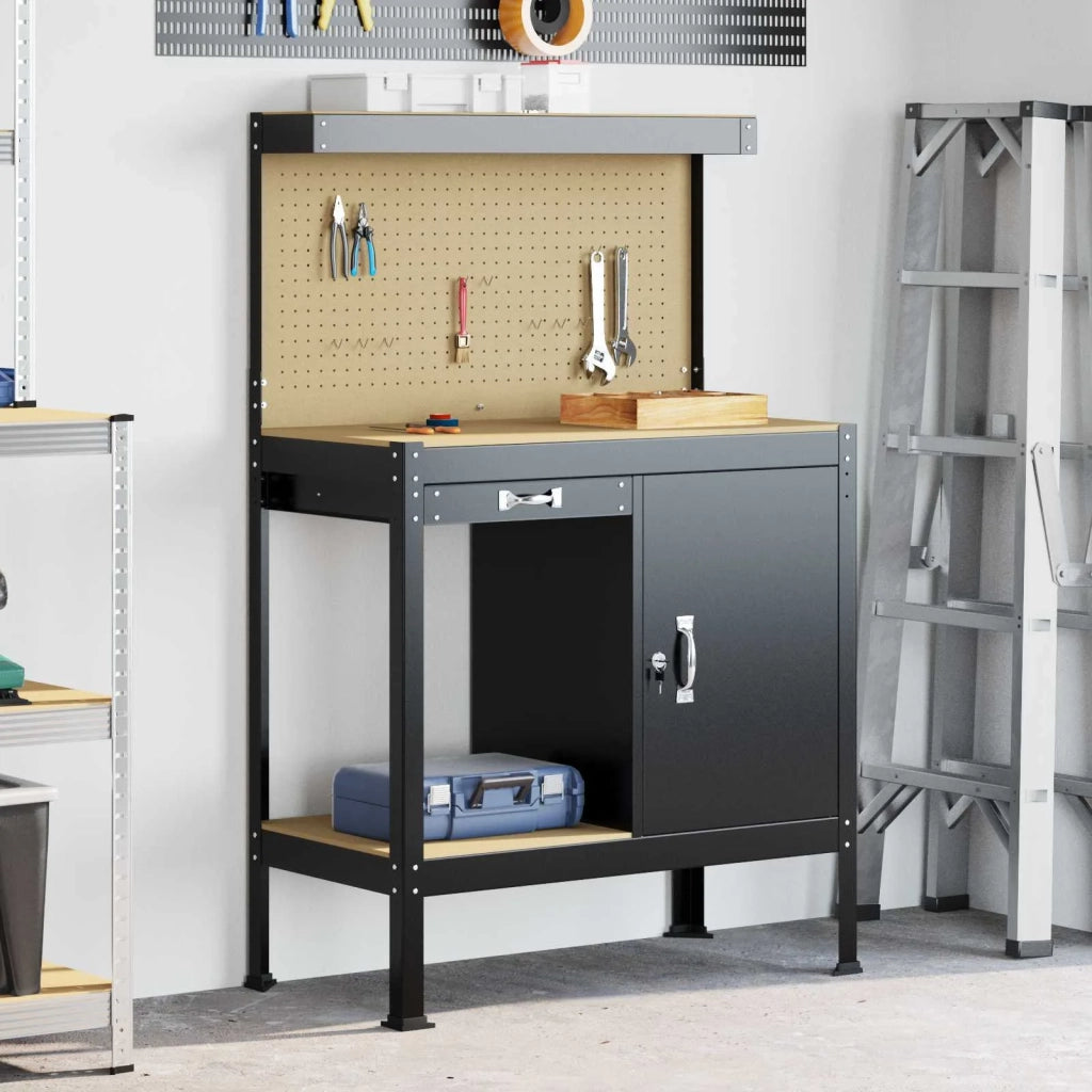 Banco da lavoro con cassetto con blocco Nero 90 x 49 x 141 cm