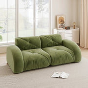 Divano modulare 2 posti senza struttura con schiuma 32D design antiscivolo in ciniglia verde 204 × 95 × 76 cm