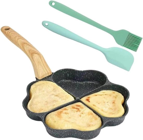 Pattina in forma di cuore antiaderente - 4 fori - colazione creativa - adatta per induzione