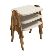 Set di 3 tavolini "Paris" in legno - 48 x 35 x 72 cm - Crema