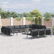 Set Divano da Giardino con cuscino 13 pcs Nero Acciaio 3379022