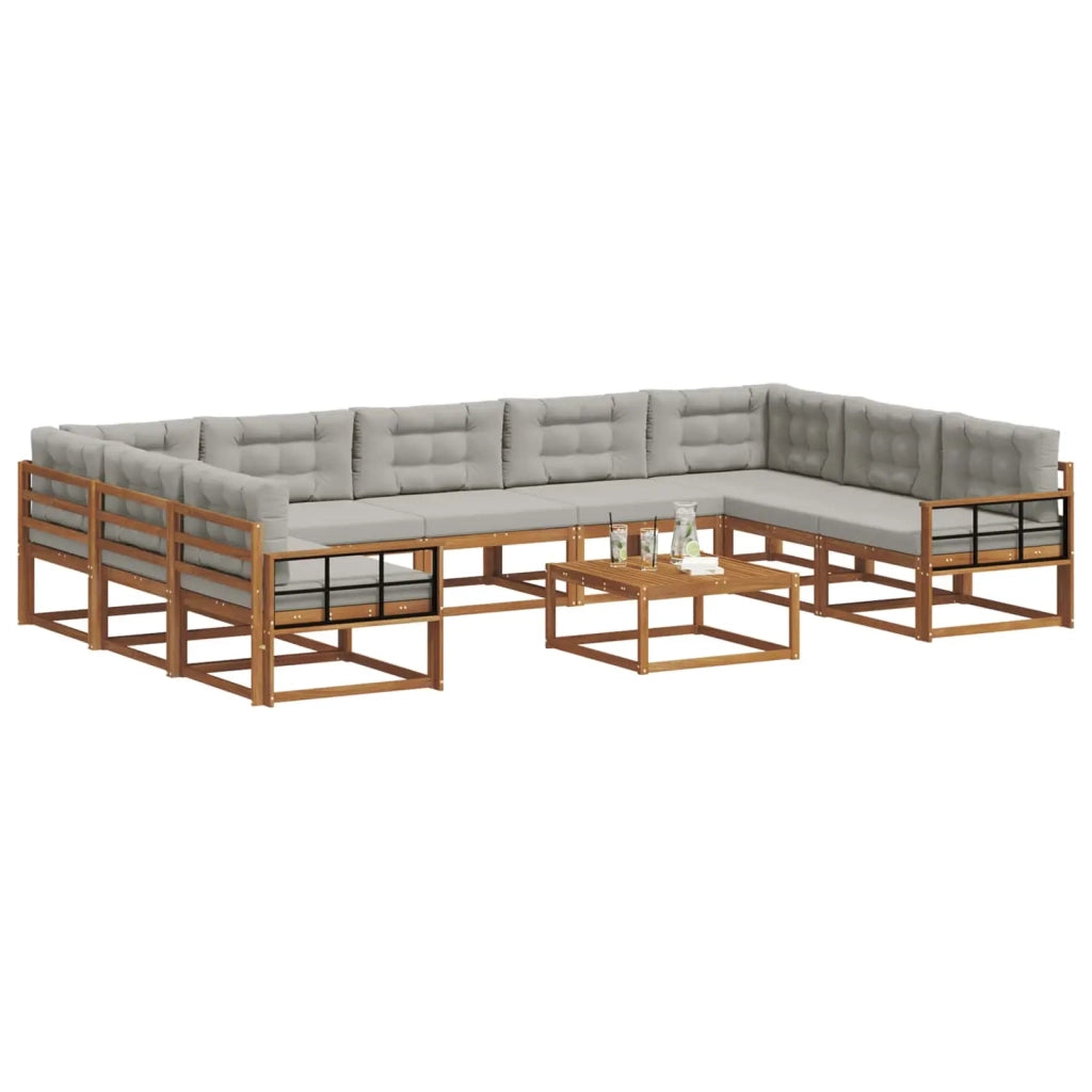 Set di divani da esterno 10 pcs Grigio Naturale e Chiaro 3368214
