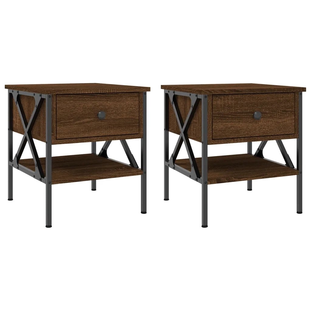 Comodini 2 pz-Set di 2 Tavolino da notte Rovere Marrone 40x42x45 cm in Legno Multistrato