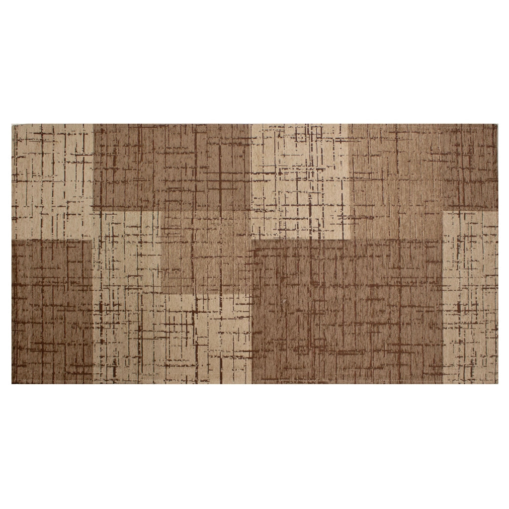 Tappeto Arredo Moderno Morbido in Ciniglia Ingresso Antiscivolo Prodotto Italiano  Soggiorno Camera Salotto Disegni Piazzati Cotone Varie Misure Grande Mondrian/Fango - 140x200 cm