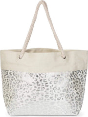 Tenda per Esterni XXL con Stampo di Leopardo Metallizzato e Cerniera - Beige Argento