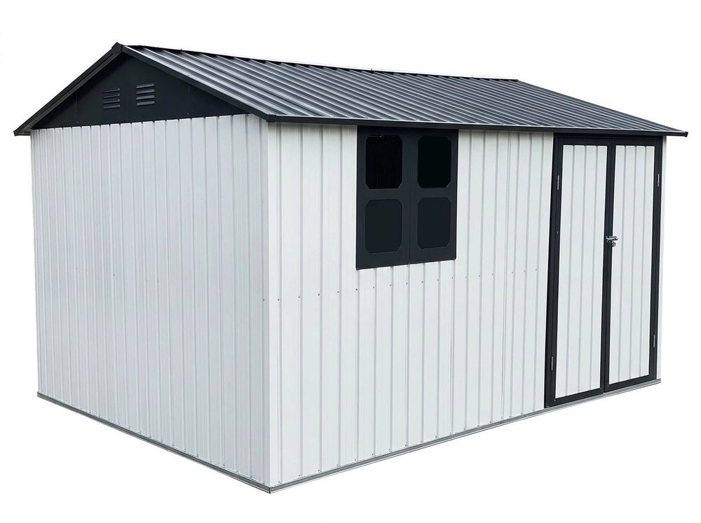 Casetta da Giardino in Metallo con Finestra e Tavolo ¨C MINIMAL ¨C Bianco/Nero 362x285.5 cm