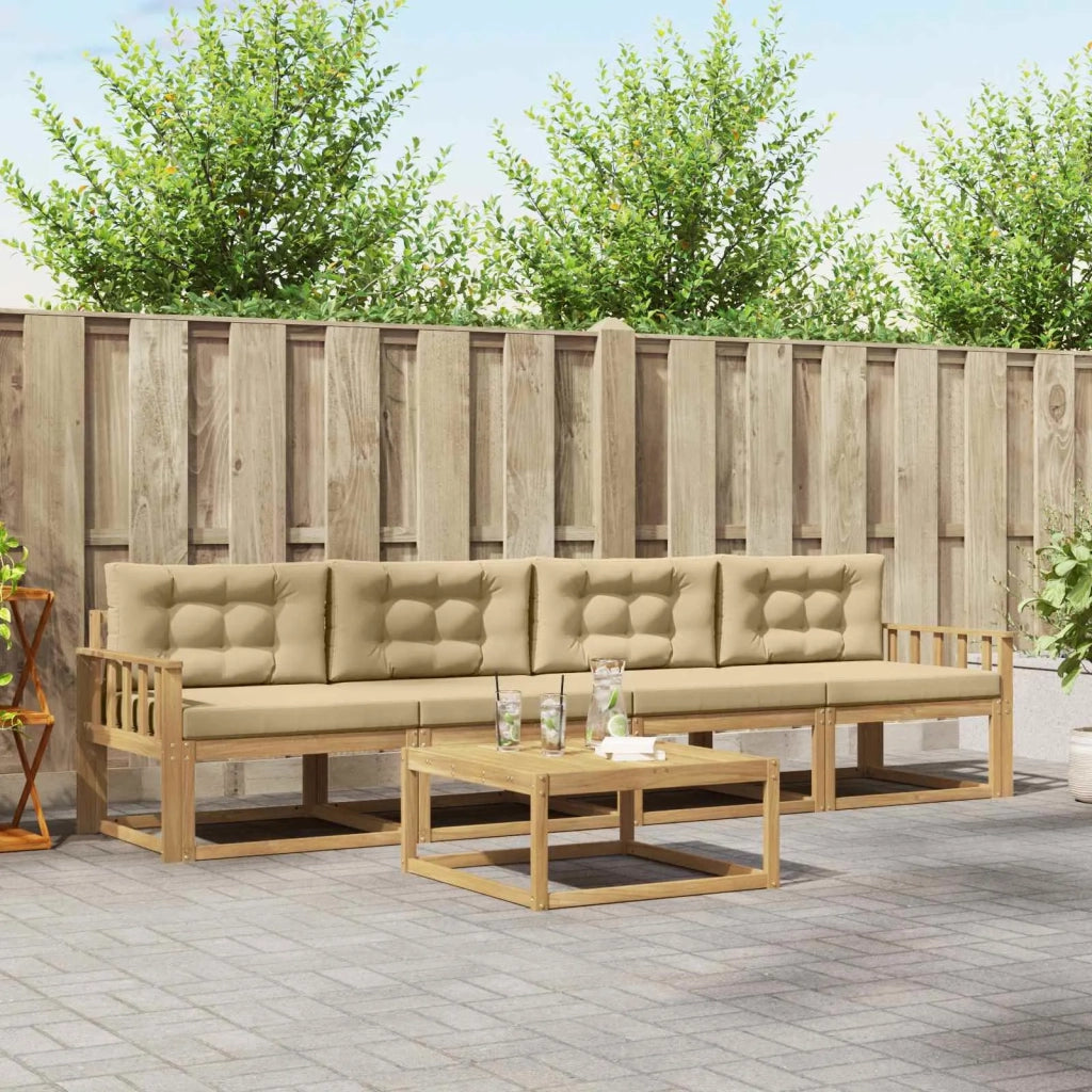 Set di divani da esterno con cuscino 4 pcs Bianco e Beige 3386022