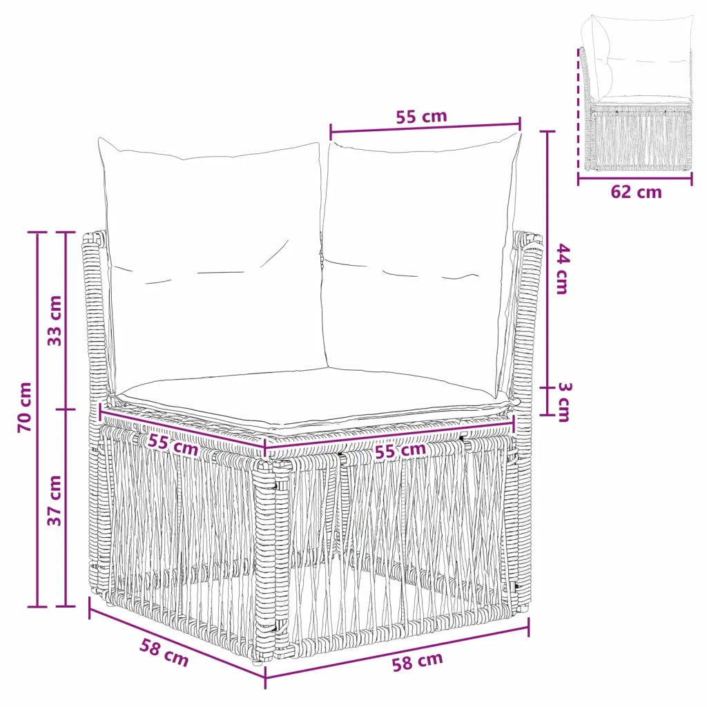 Unità divano angolare Nero polyrattan 42026710
