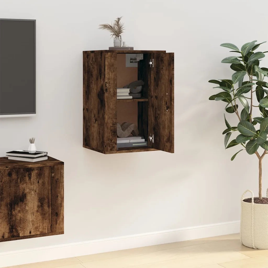 Mobile Porta TV a Parete Rovere Fumo 40x34,5x60 cm 816666