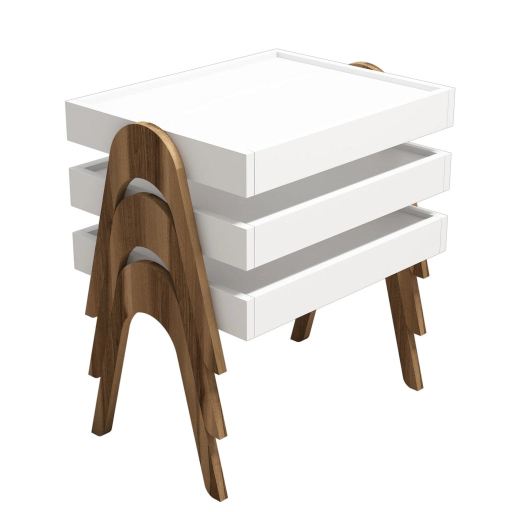 Set di 3 tavolini "Roma" in legno - 53 x 40 x 64 cm - Bianco