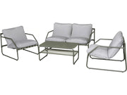 Set di mobili da giardino in metallo "Sora" con cuscini - 4 posti - Verde