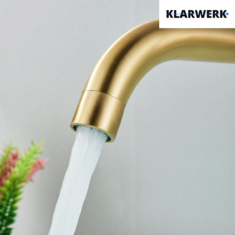 NAVIS |Rubinetto da bagno montaggio a parete in 2 parti oro spazzolato semplice in acciaio inox a parete per bagno|Miscelatore  gastronomico per hotel