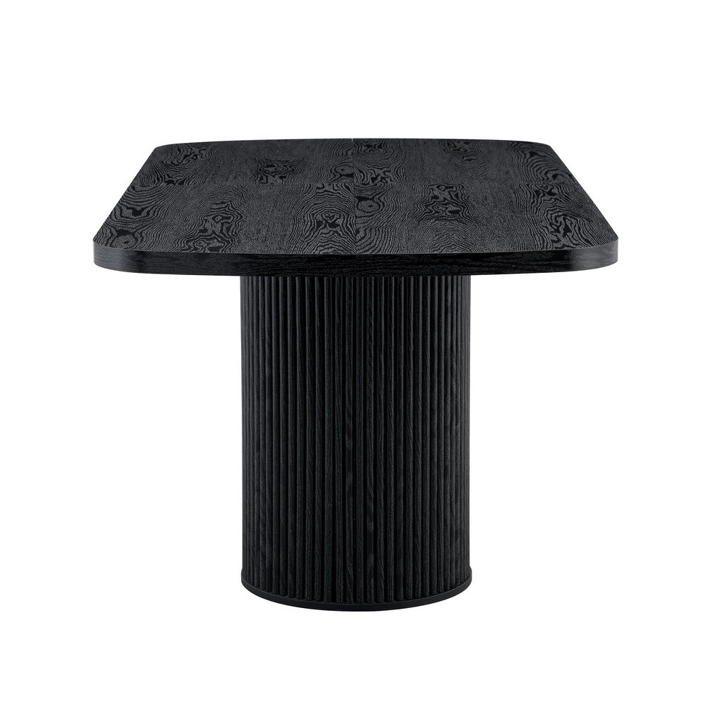 Tavolo da Pranzo Ovale ¨C MINIMAL ¨C Piano MDF Effetto Legno, Gambe a Colonna
