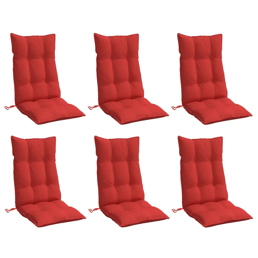 Cuscini per Sedia con Schienale Alto 6 pz Rosso Tessuto Oxford 377622