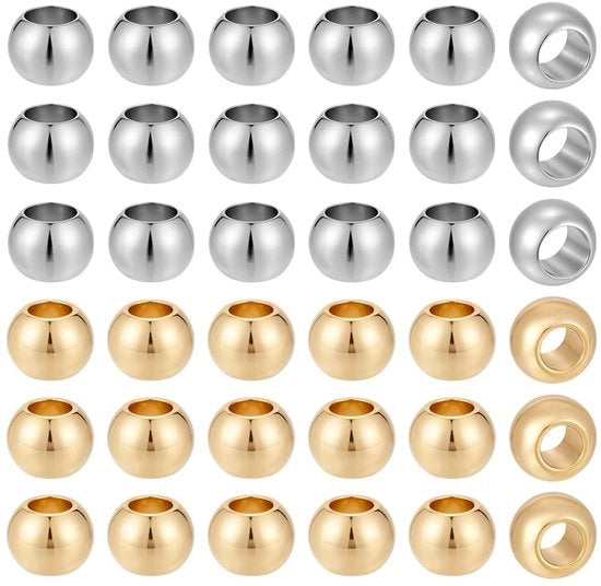 Catenelle a distanza 80 pezzi - Catenelle in acciaio inox/verghele - 6 mm - Foro grande - Per bracciali/catene - Ideali per gioielli fai da te - Catenelle per gioielli
