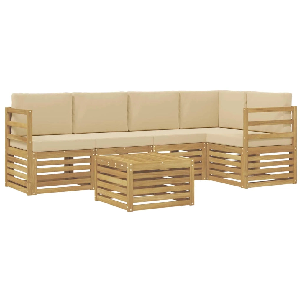 Set di divani da esterno 6 pcs Bianco e Beige 59 x 59 x 37 cm
