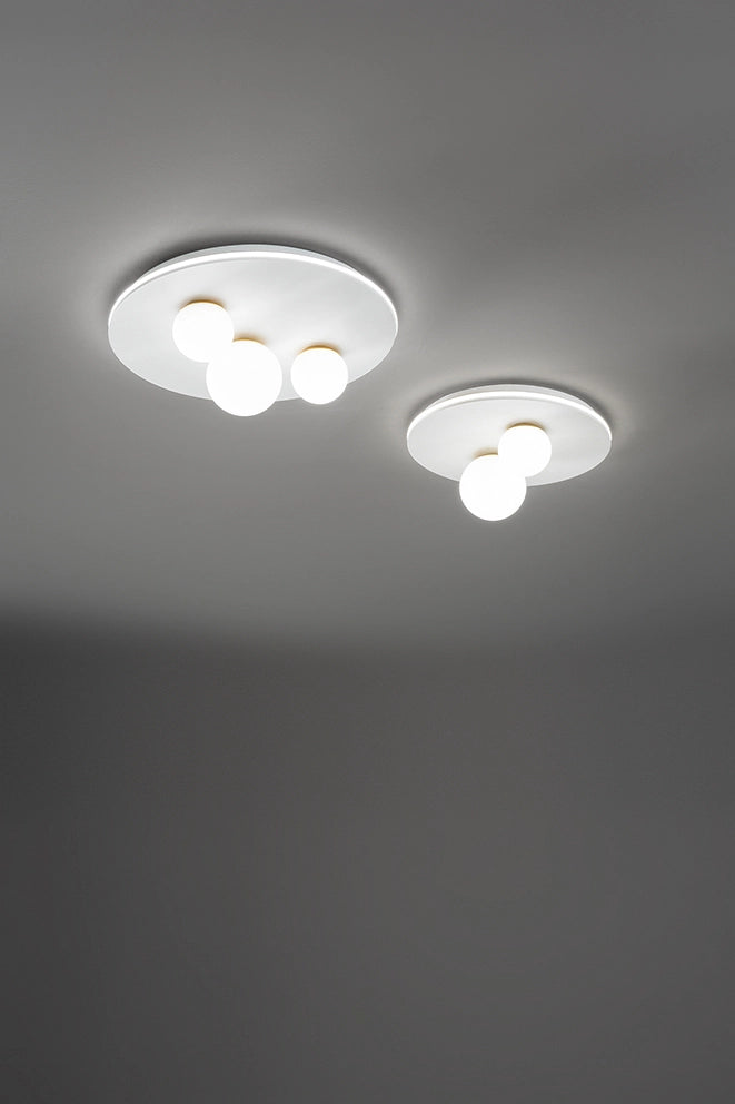Plafoniera in metallo verniciato bianco Ball LED 38W 3000K CRI?80 2470Lm 2 vetri d.40cm