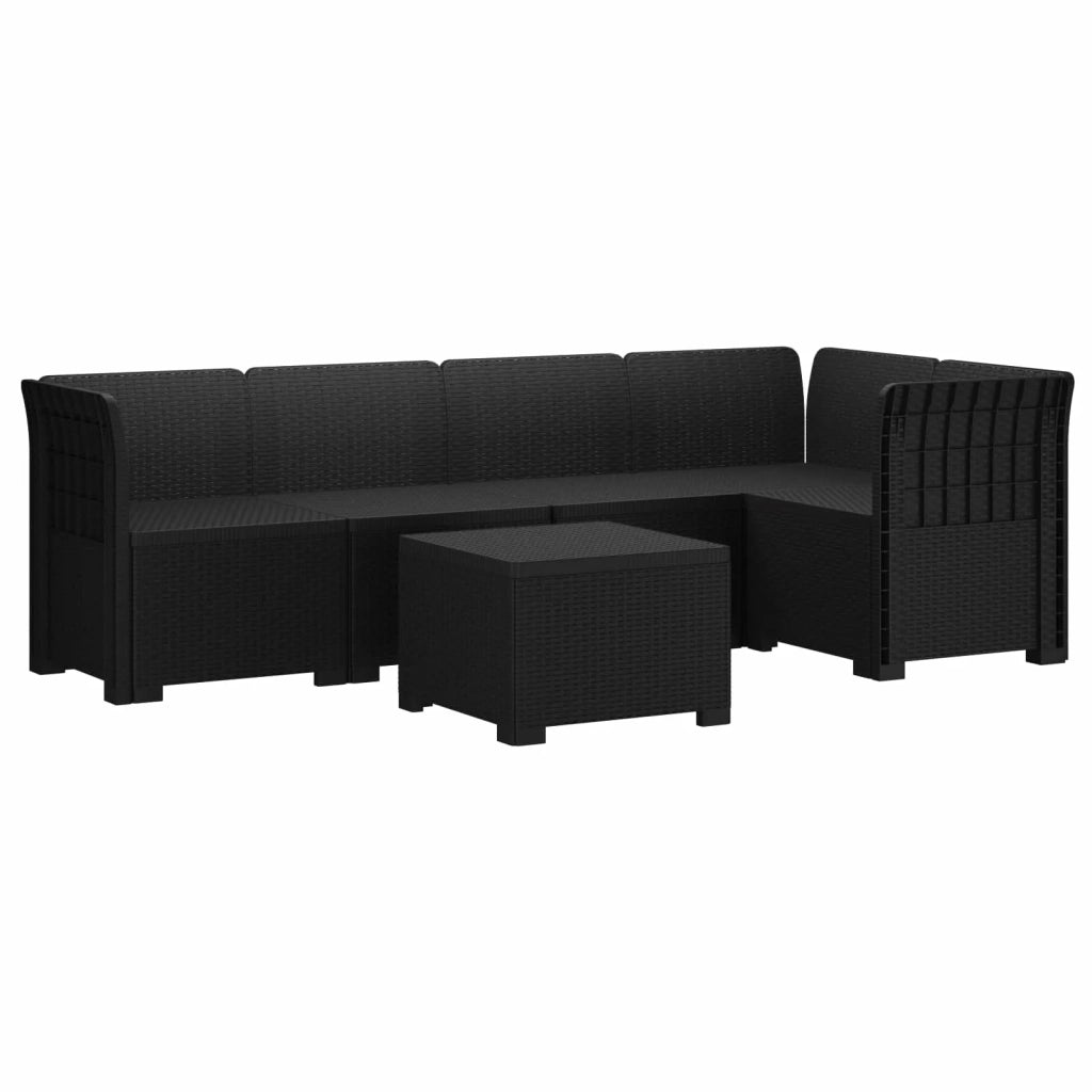 Divano da Giardino 5 Posti Stile Rattan PP Antracite 3444066