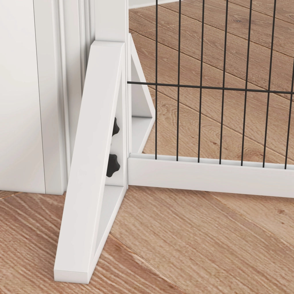 Barriera di sicurezza per cani a 2 pannelli ¨C zephmum ¨C Legno e metallo bianco 101-181 cm