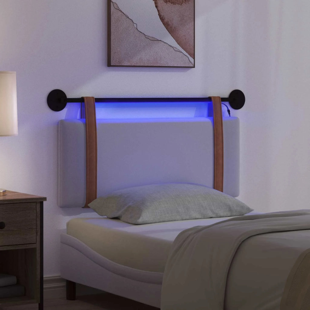 Testiera sospesa Con luce LED Bianco PU Antico