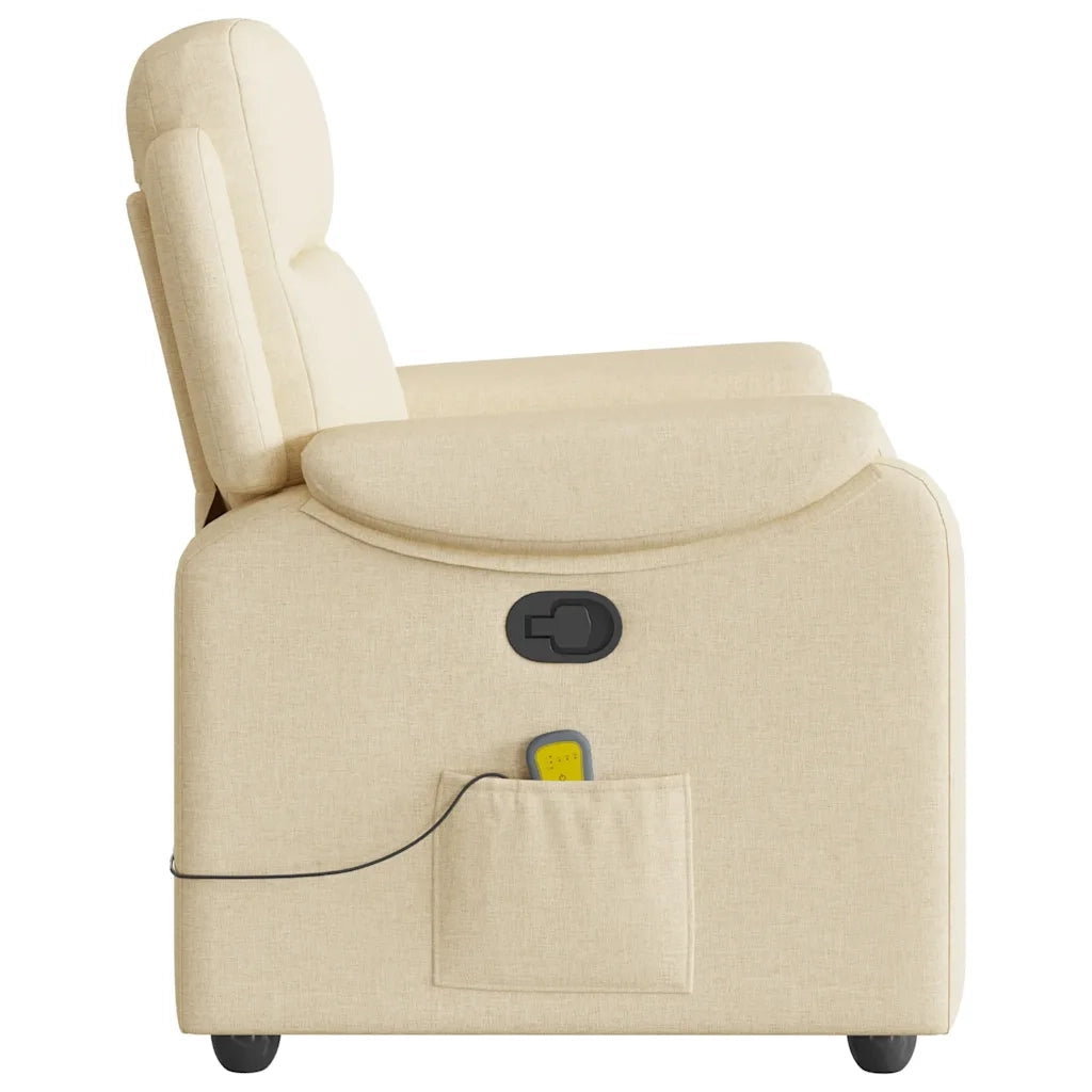 Poltrona Massaggiante Reclinabile Crema in Tessuto 4015698