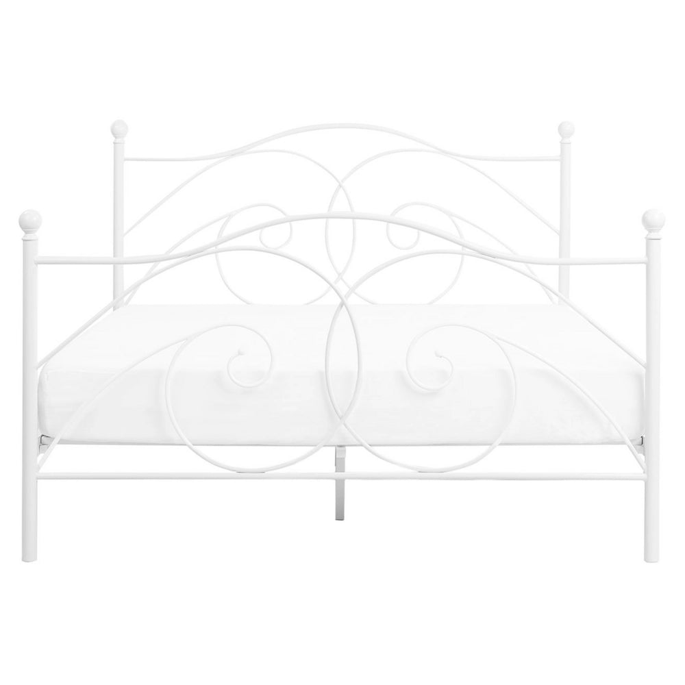 Letto 160 x 200 cm struttura in metallo bianco rete a doghe retrò