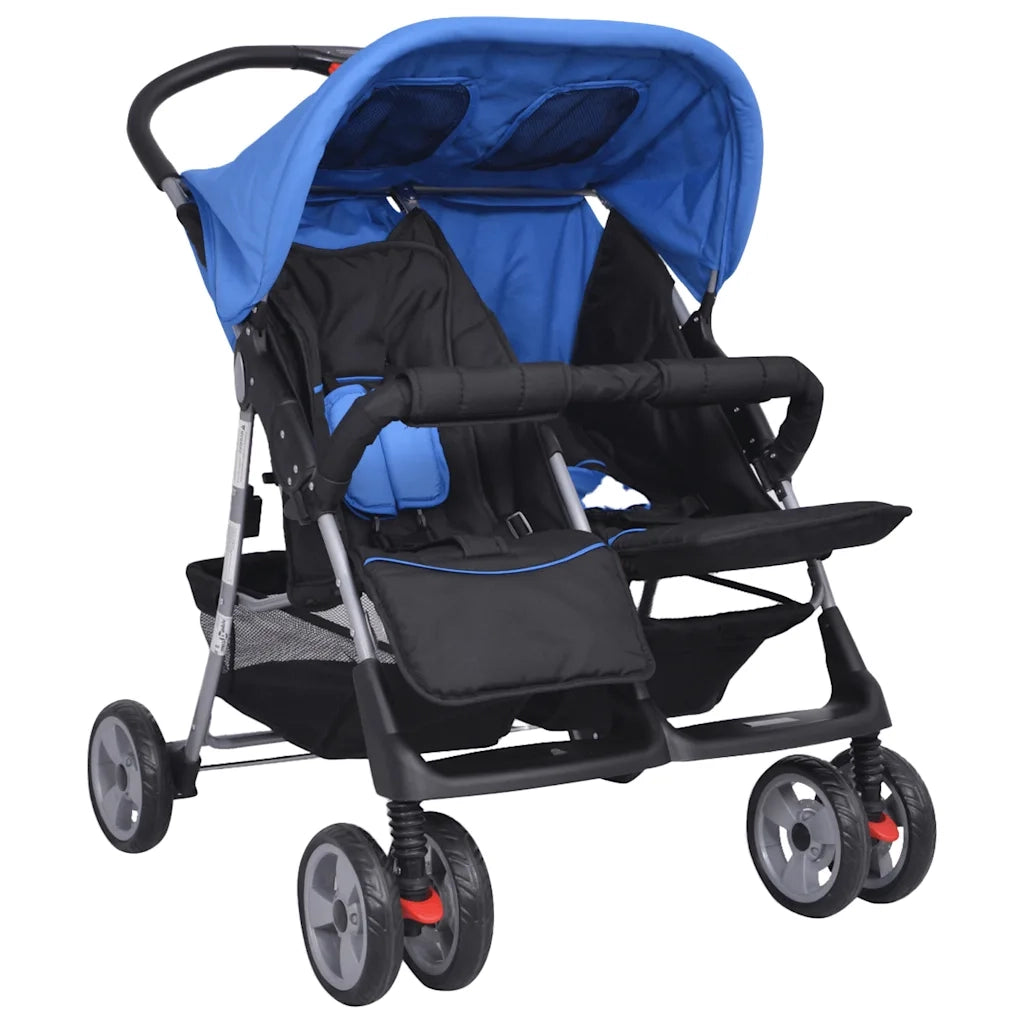 Passeggino Gemellare in Acciaio Blu e Nero CFW1332296