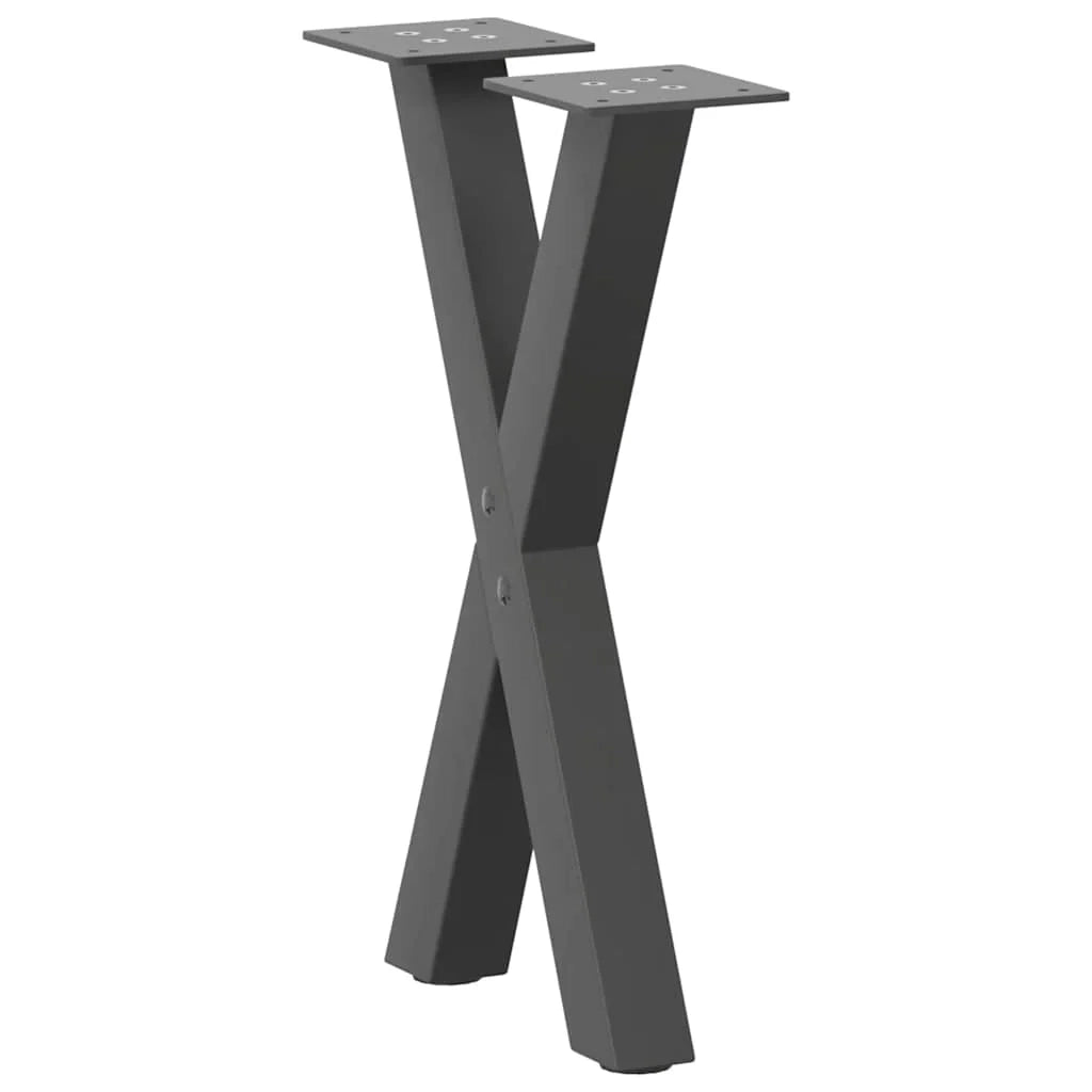 Set di 2 gambe robuste per tavolino da caffè a forma di X 28 x 42 cm con piedini livellanti design moderno acciaio antracite 02_0057165