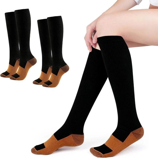 2 paia di calze sportive compressive - Unisex - 15-20 mmHg calze compressivi - Medico, corsa, sport, assistenza, viaggio - L/XL (dimensione consigliata 40-46)