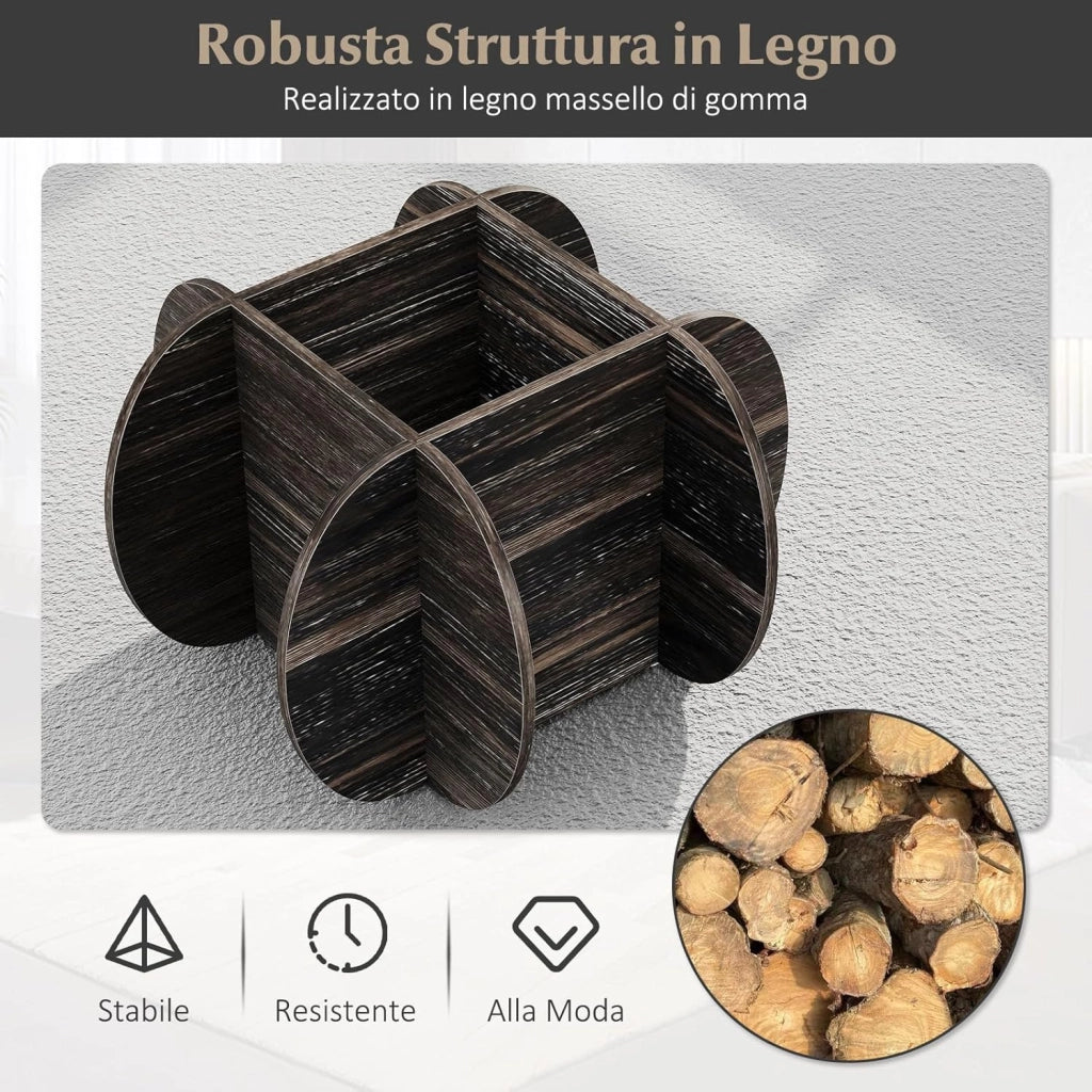 Tavolino da Salotto Rotondo con Piano in Vetro Temperato e Base in Legno Massello, Tavolino da Caffè Moderno con Scomparto Portaoggetti per Soggiorno, Studio e Ufficio, 89 x 89 x 46 cm