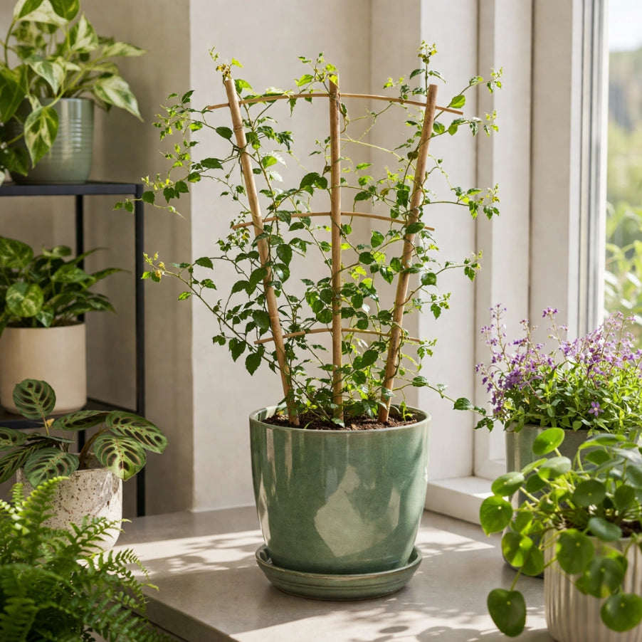 Scala di supporto per piante KADAX in bambù, 46 cm, triplo supporto per fiori