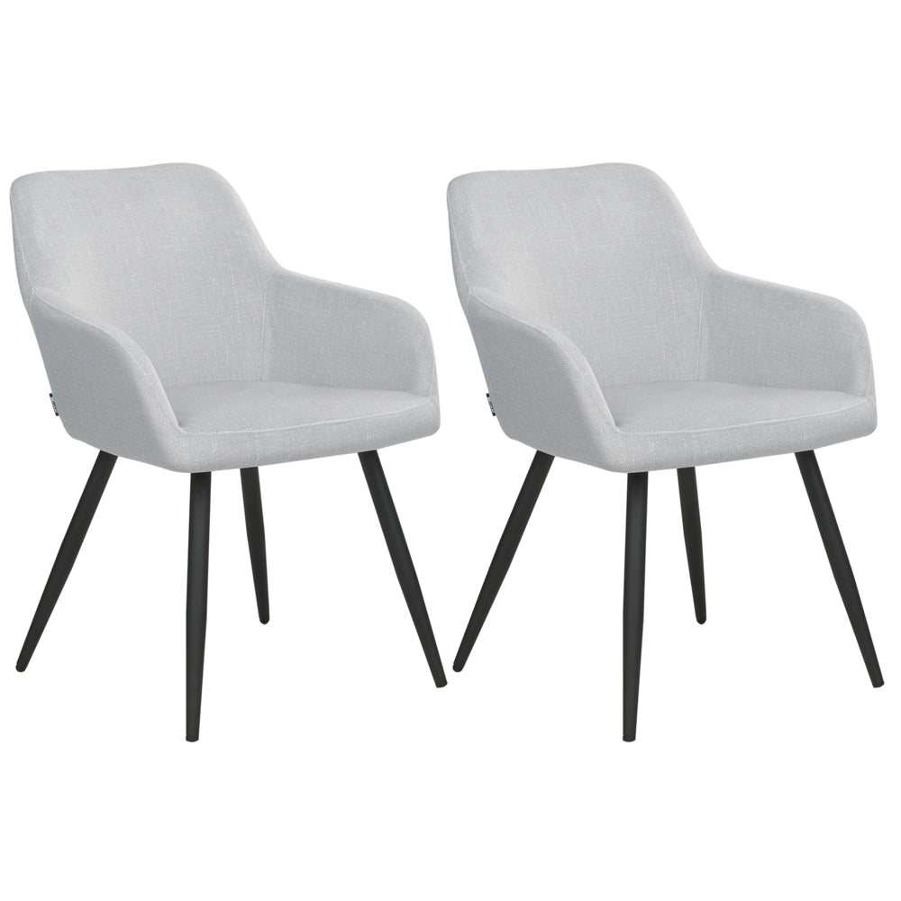 Set di 2 sedie imbottite in velluto grigio chiaro con gambe in metallo soggiorno cucina