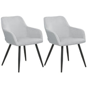 Set di 2 sedie imbottite in velluto grigio chiaro con gambe in metallo soggiorno cucina