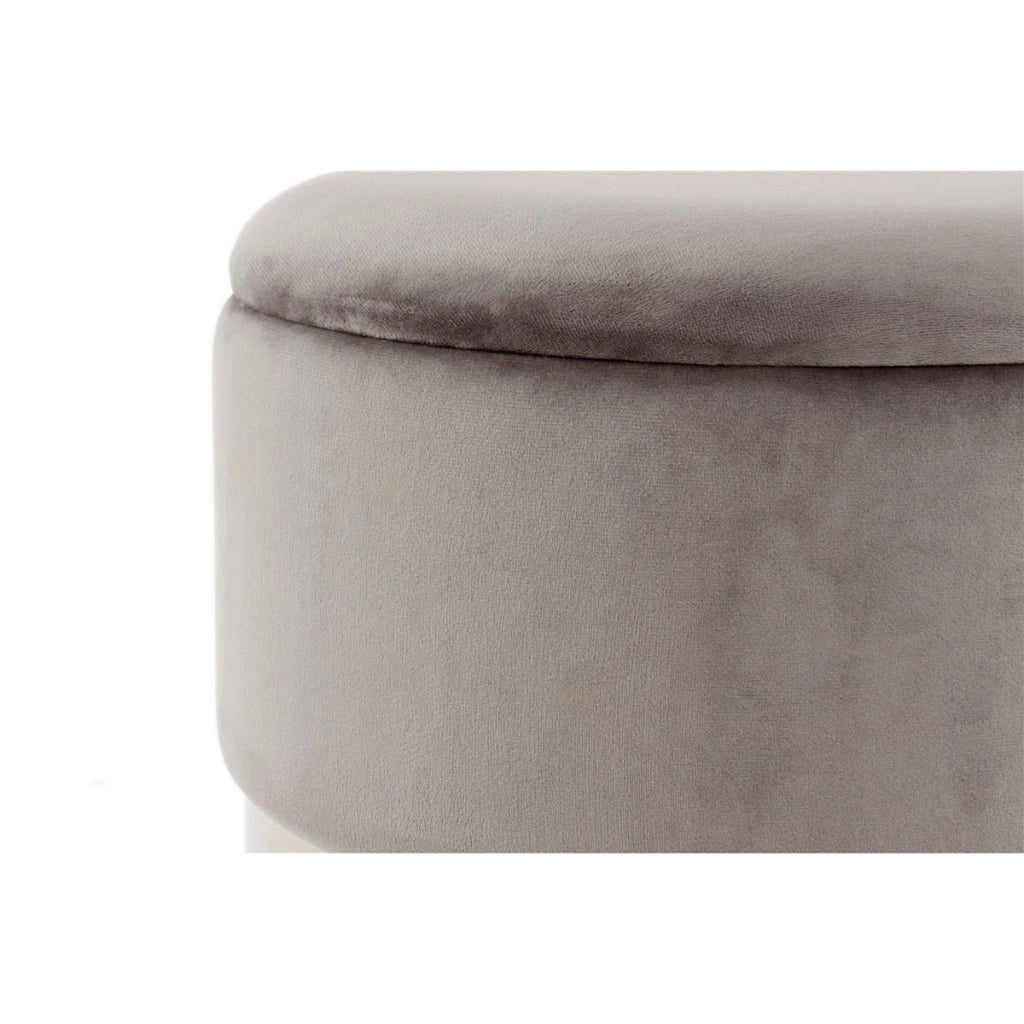 Set 2 Pouf Contenitore Zora in Velluto Grigio e Acciaio