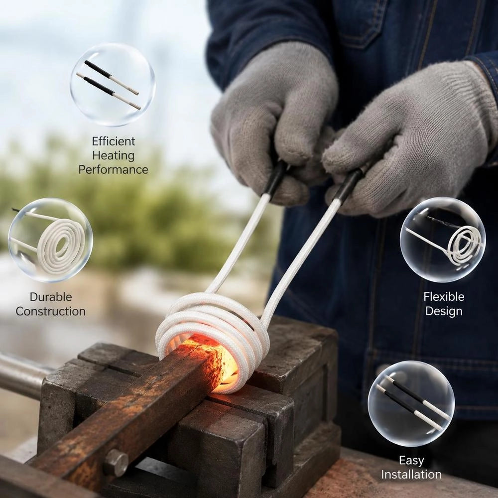 Induction Heating Coil Set, 8 Pieces, Heat-resistant Induction Heating Tool With Flexibility And Long Service Life For Removing Rusty Screws And Nuts
