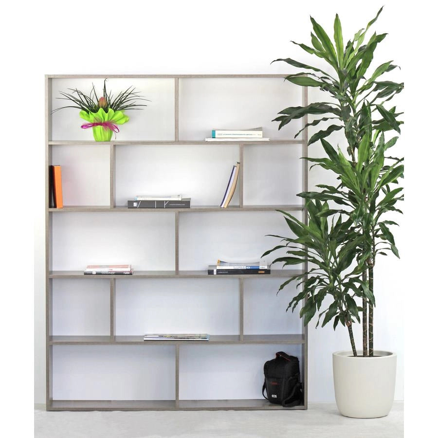 Libreria 12 Ripiani 124x160x24 cm in Legno MDF Rovere Scuro