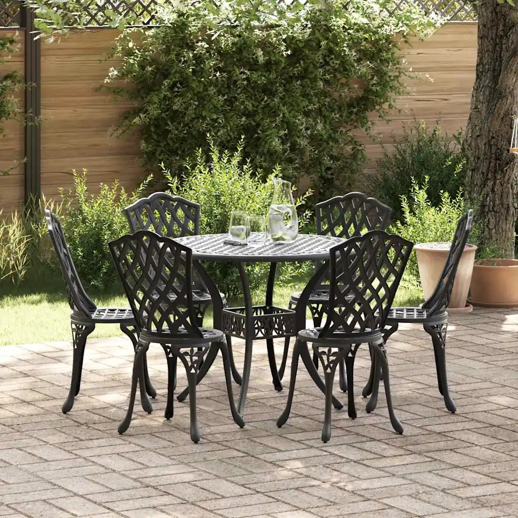 Set da Pranzo per Giardino 7 pcs Nero Alluminio 3334713