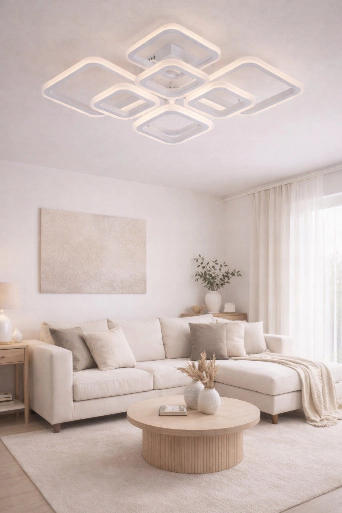 Plafoniera LED quadrata bianca 8 luci 144W Vargo