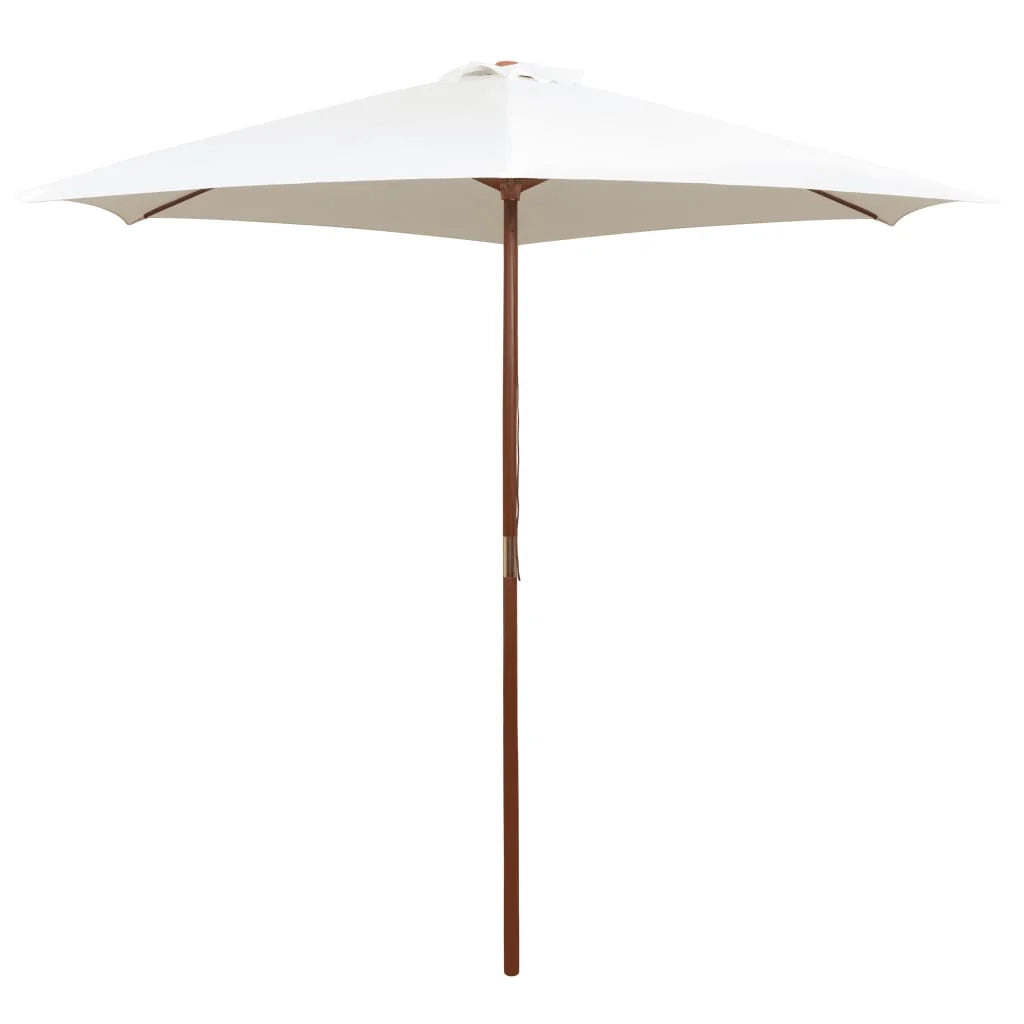 Ombrellone con palo in legno 270 x 270 cm bianco crema 02_0008140