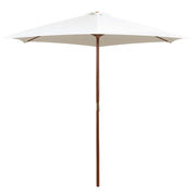 Ombrellone con palo in legno 270 x 270 cm bianco crema 02_0008140