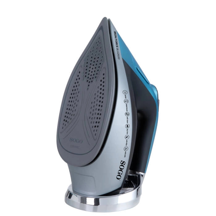 Ferro da stiro a vapore 2600W con piastra in ceramica, serbatoio 250ml, colpo di vapore 80g/min, funzione anti-calcare - SOGO