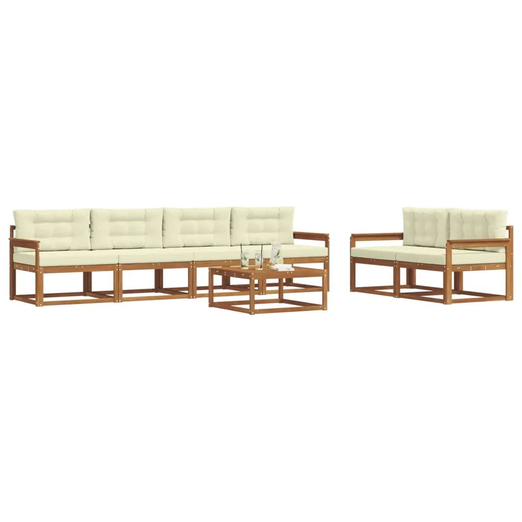 Set di divani da esterno con cuscino 7 pcs Naturale e Crema 3367218