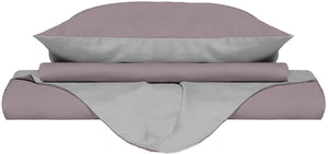 Copripiumino Matrimoniale con Sacco e Federe Doubleface Rosa Antico/Grigio Chiaro