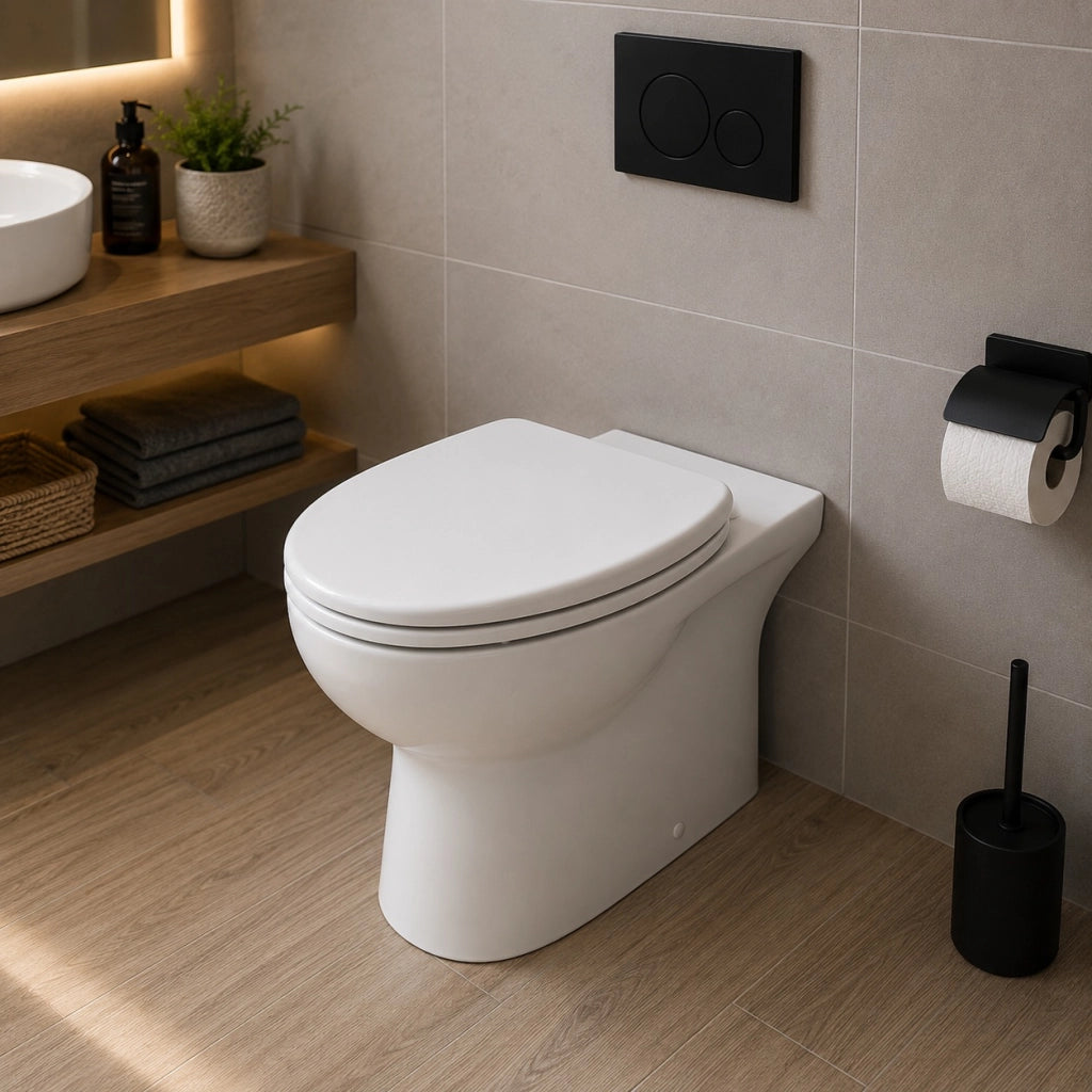 Sedile Copriwater Universale Per Bagno Wc MDF Bianco Con Cerniere Acciaio 52972