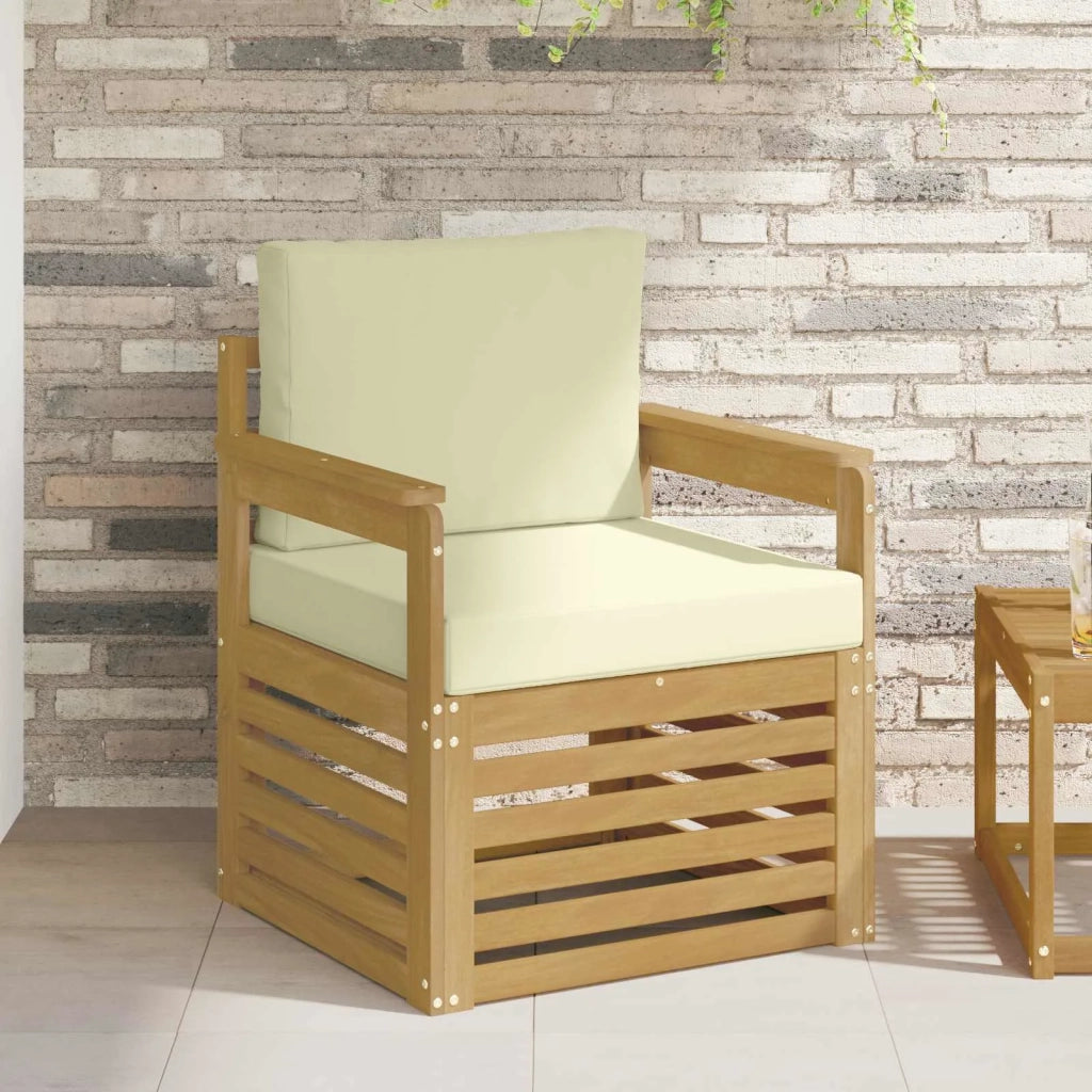 2 Pezzo Set di divani da esterno Poliestere Bianco e Crema