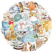 Sticker Natale 50 pezzi - Sticker acqua resistente - Motivi festivi - Per scrapbook - Decorazioni natalizie - Facili da applicare - Sticker decorativi