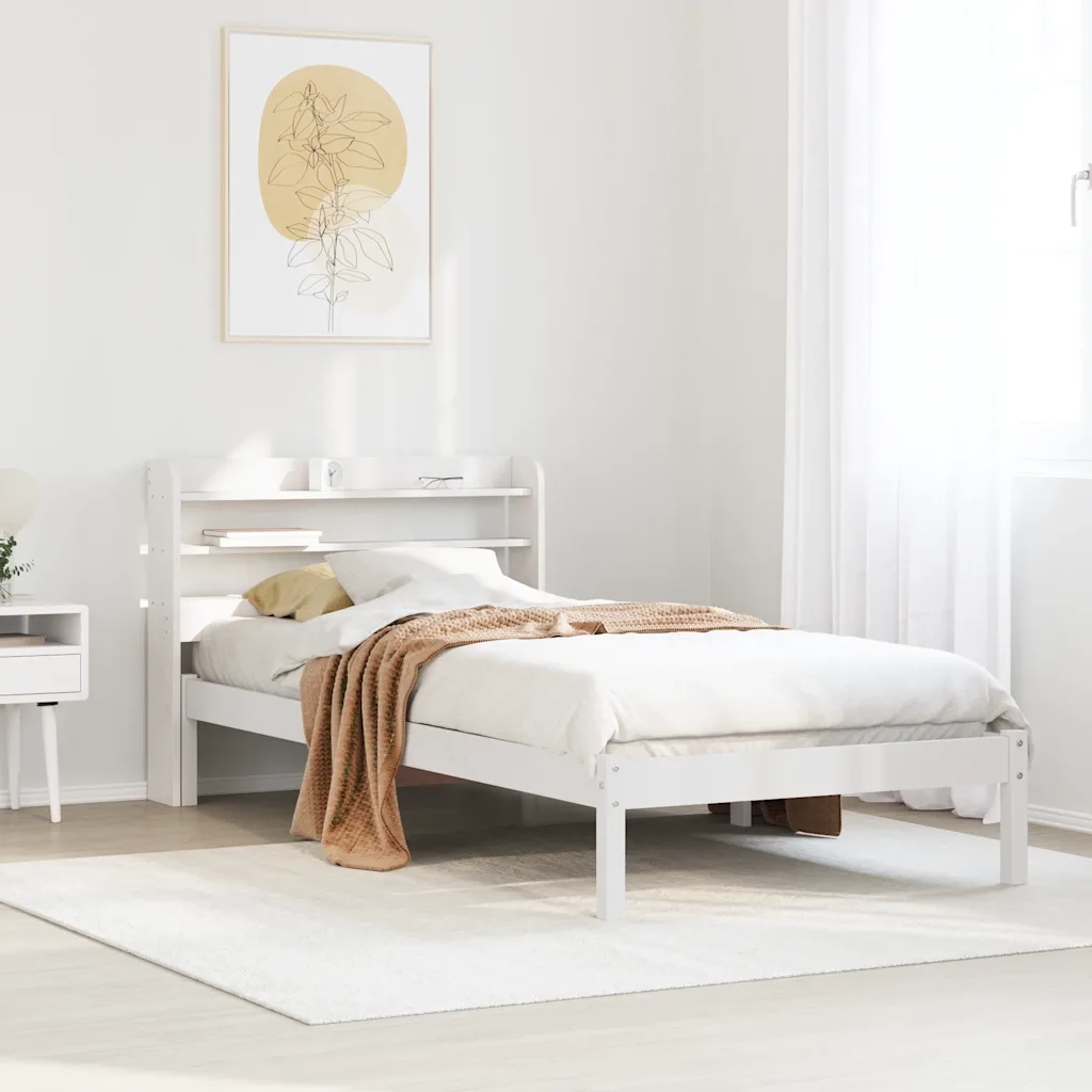 Letto singolo | Letto per adulti | Letto senza Materasso Bianco 75x190 in Legno Massello di Pino