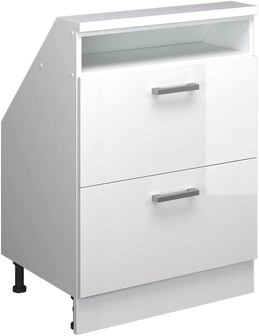 Set di mobili sottotetto Rion, Bianco lucido/bianco, Set di 5