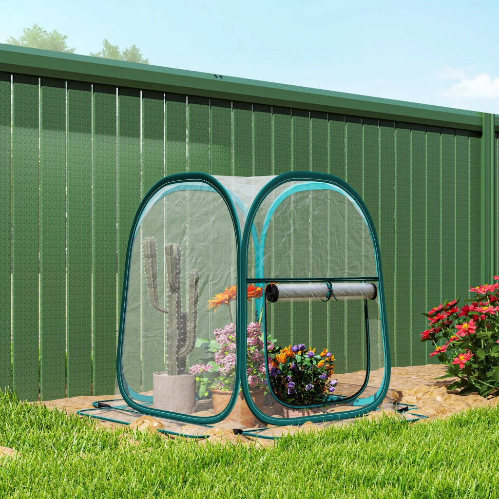 Mini Serra Pop Up 70x70x80 cm Pieghevole in Acciaio e Plastica